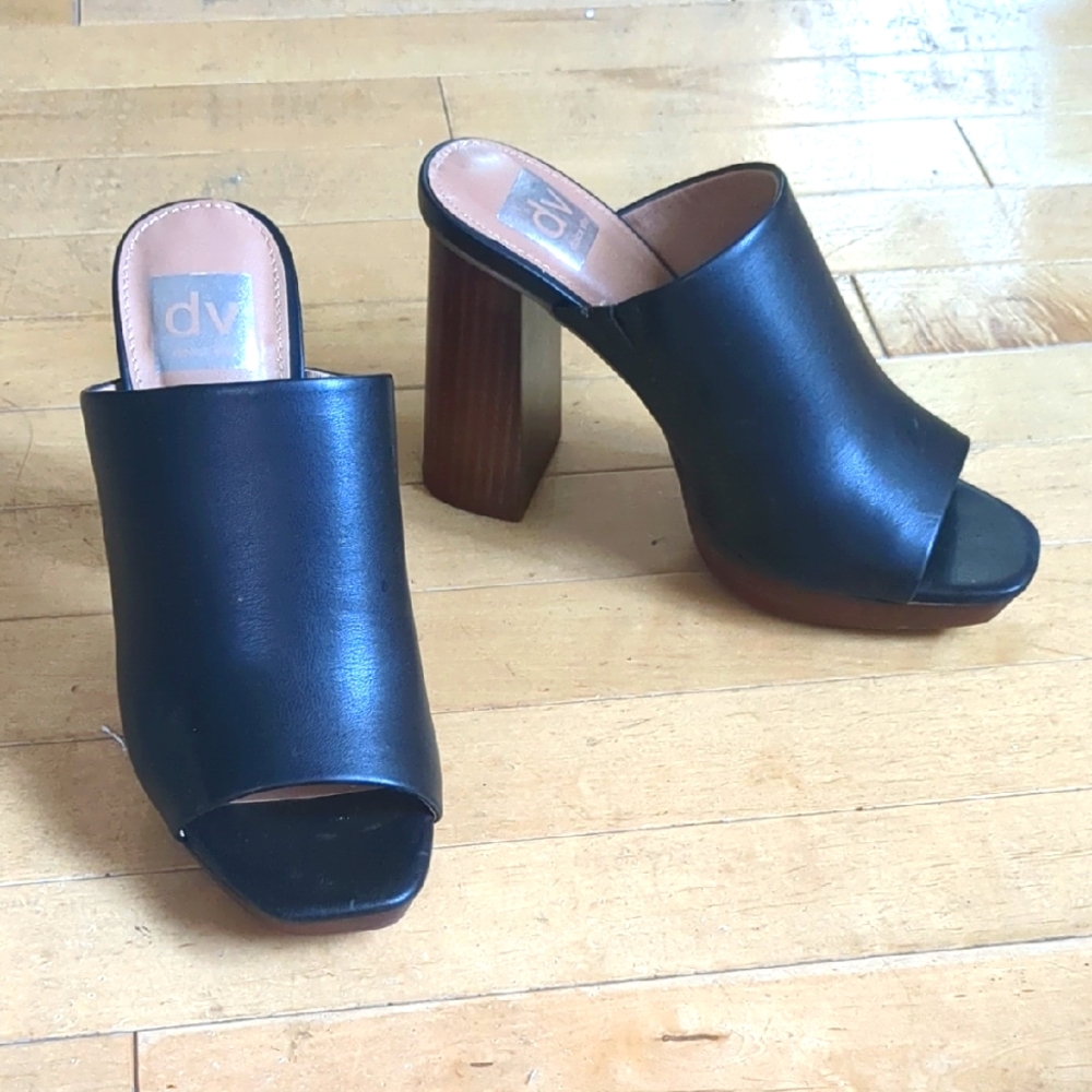 Dolce Vita Black Leather Mule Heels